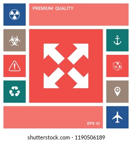Extend, resize icon. Cross arrow sign.