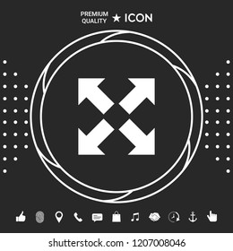 Extend, resize icon. Cross arrow sign.