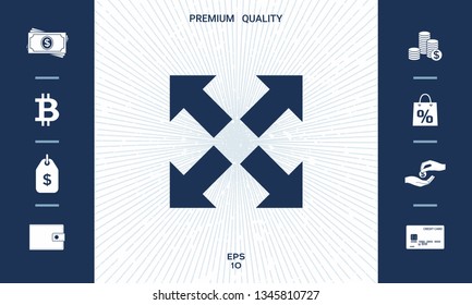 Extend, resize icon. Cross arrow sign.. Graphic elements for your design