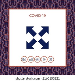 Extend, resize icon. Cross arrow sign. Element for your design