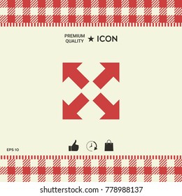 Extend, resize icon. Cross arrow sign.