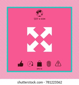 Extend, resize icon. Cross arrow sign.