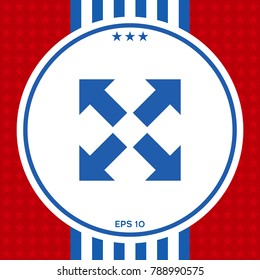 Extend, resize icon. Cross arrow sign.