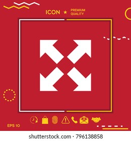 Extend, resize icon. Cross arrow sign.
