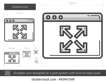 Extend vector line icon isolated on white background. Extend line icon for infographic, website or app. Scalable icon designed on a grid system.