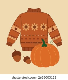 Extend your autumn greetings with this delightful set of "Hello Autumn" vector card designs.   designs showcase charming elements like pumpkins, falling leaves, steaming mugs, and cozy sweaters