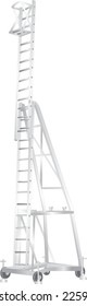 Extendable ladder with iron base. Work at height
