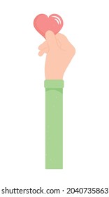 extended arm with pink heart