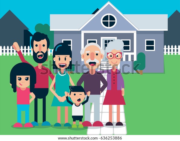 Extended Family Home Background Stock Vector (Royalty Free) 636253886 ...