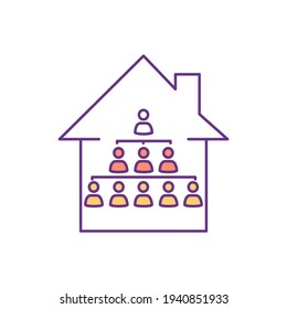 Extended Family RGB Color Icon. Several Generations In One Household. Familial Unit With Grandparents, Uncles, Aunts, Cousines. Nuclear Family Composition Expansion. Isolated Vector Illustration