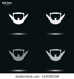 Extended goatee style. Beard and mustache flat grayscale vector icon.