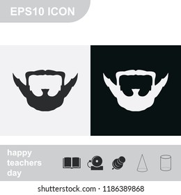 Extended goatee style. Beard and mustache flat black and white vector icon.