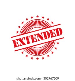 Extended grunge retro red isolated stamp