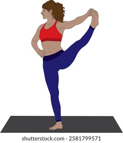 Extended Hand To Big Toe Pose Yoga Utthita Hasta Padangusthasana Vector