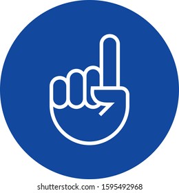 Extended Index Finger Number One Gesture Outline Icon