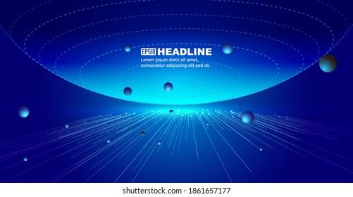 Extended lines with stars, space science and technology sense vector background.