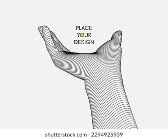 Extended male hand open and ready to help. Human arm giving. Connection structure. 3D vector illustration with empty place. Can be used for brochure, poster, presentation, flyer or banner.