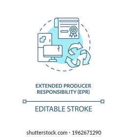 Extended producer responsibility concept icon. E-waste reduction initiative idea thin line illustration. Manufacturers and importers duty. Vector isolated outline RGB color drawing. Editable stroke