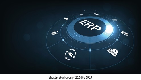 Extended Producer Responsibility (EPR)concept.Enterprise resource planning business and modern technology concept on dark blue background.	