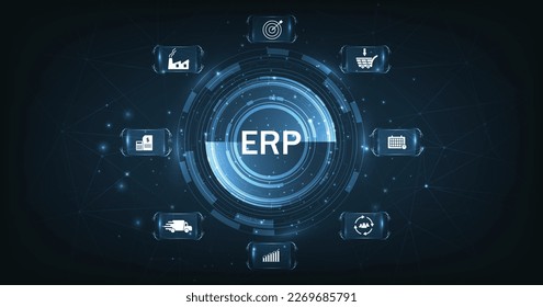 Extended Producer Responsibility (EPR)concept.Enterprise resource planning business and modern technology concept on dark blue background.	