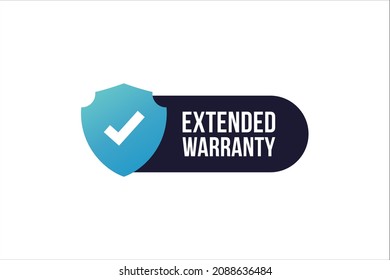 extended product warranty stamp badge label graphic design element design with check mark and blue shield shield