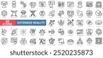 Extended reality icon collection set. Containing vr, ar, mixed reality, immersion, simulation, haptic feedback, spatial computing icon. Simple line vector illustration.
