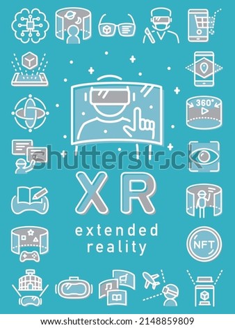Extended Reality vector colorful icon frame on blue background.