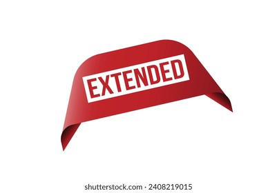 Extended red ribbon label banner. Open available now sign or extended tag.