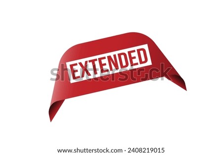 Extended red ribbon label banner. Open available now sign or extended tag.