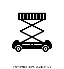 Extended Scissor Lift Platform Icon, Extension Lift Vector Art Illustration