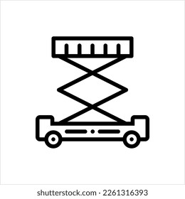 Extended Scissor Lift Platform Icon, Extension Lift Vector Art Illustration