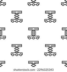 Extended Scissor Lift Platform Icon Seamless Pattern, Extension Lift Vector Art Illustration