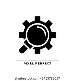 Extended search black glyph icon. Search engine inquiry customization. Filtered responses. Advanced search. Silhouette symbol on white space. Solid pictogram. Vector isolated illustration