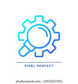 Extended search pixel perfect gradient linear vector icon. Search engine inquiry customization. Filtered responses. Thin line color symbol. Modern style pictogram. Vector isolated outline drawing