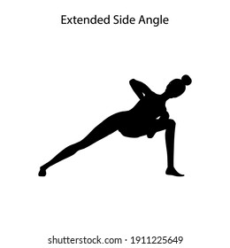 Längere Seitenwinkel-Pose Yoga-Trainingssilhouette auf weißem Hintergrund. Vektorgrafik
