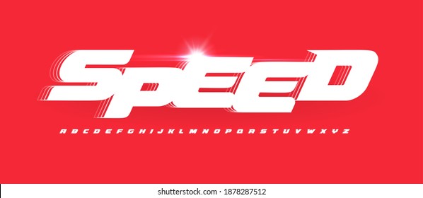 Extended Speed alphabet. Sport bold italic wide font with modern serif. Race type for modern dynamic logo, headline, monogram and lettering. Fast style expanded letters, vector typographic design.