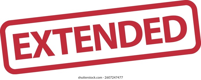 Extended stamp icon isolated on white background . Red extended stamp badge . Vector