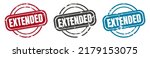 Extended stamp. extended round isolated sign. extended label set