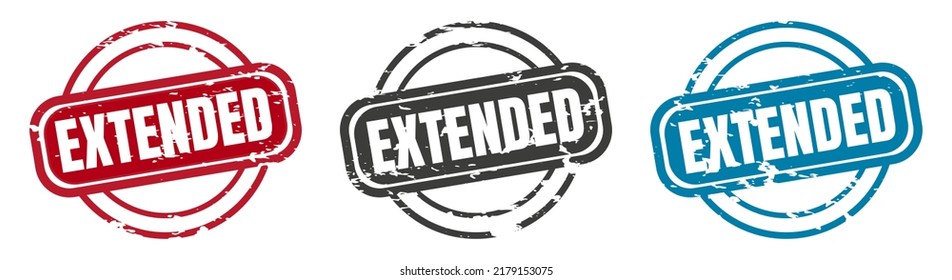Extended stamp. extended round isolated sign. extended label set