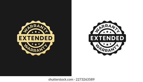 Extended stamp vector or Extended warranty label vector in flat style. Extended stamp vector for design element about warranty. Best Extended Warranty Label Design Element.