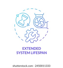 Extended system lifespan blue gradient concept icon. HVAC system care. Preventive maintenance. Round shape line illustration. Abstract idea. Graphic design. Easy to use in promotional material