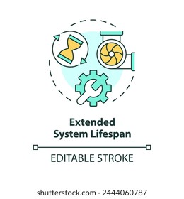 Extended system lifespan multi color concept icon. HVAC system care. Preventive maintenance. Round shape line illustration. Abstract idea. Graphic design. Easy to use in promotional material