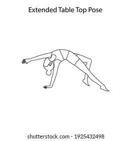 Extended table top pose yoga workout outline on the white background. Vector illustration