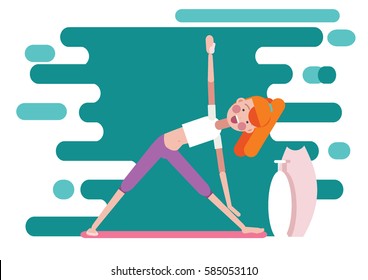 Extended Triangle Pose or Utthita Trikonasana yoga asana