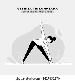 Extended Triangle Yoga Pose Illustration
