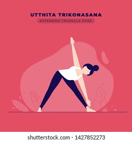 Extended Triangle Yoga Pose Illustration