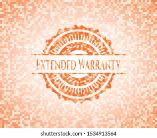 Extended Warranty abstract emblem, orange mosaic background