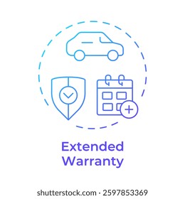 Extended warranty blue gradient concept icon. Security, protection. Monthly calendar. Round shape line illustration. Abstract idea. Graphic design. Easy to use in infographic, presentation