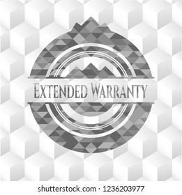 Extended Warranty grey badge with geometric cube white background