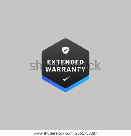 Extended warranty label design element vector. Simple extended sign vector for design element about warranty. Elegant extended Warranty Label Design Element.